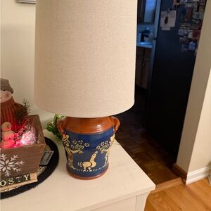 Vintage Ceramic Lamp with Beige Shade
